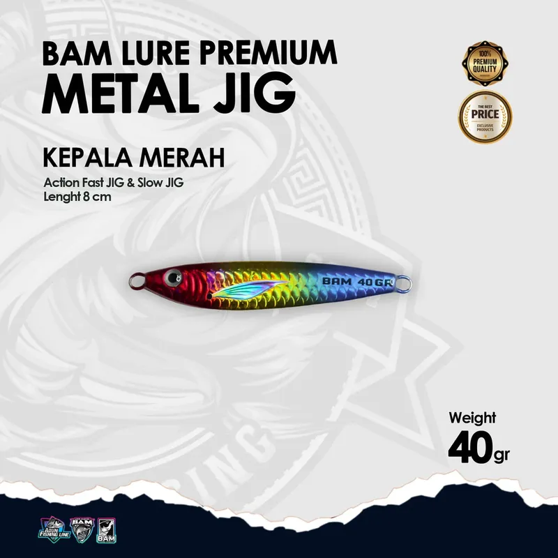 BAM Lure Premium Metal Jig - 40 gr Kepala Merah