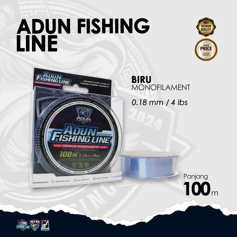 Adun Fishing Line 100m - Biru Bening 0,18 mm