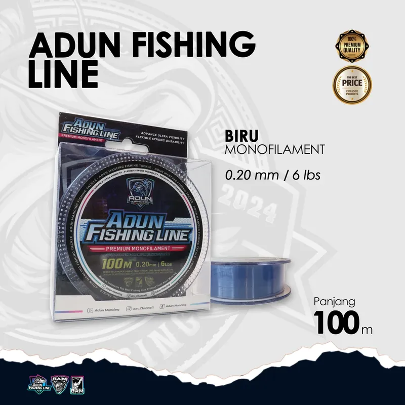 Adun Fishing Line 100m - Biru Bening 0,20 mm