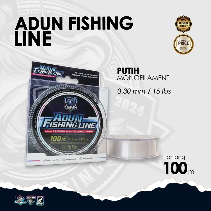 Adun Fishing Line 100m - Putih Bening 0,30 mm