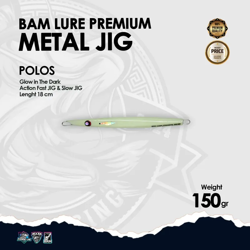 BAM Lure Premium Metal Jig Glow in the Dark (GID) - 150 gr Polos