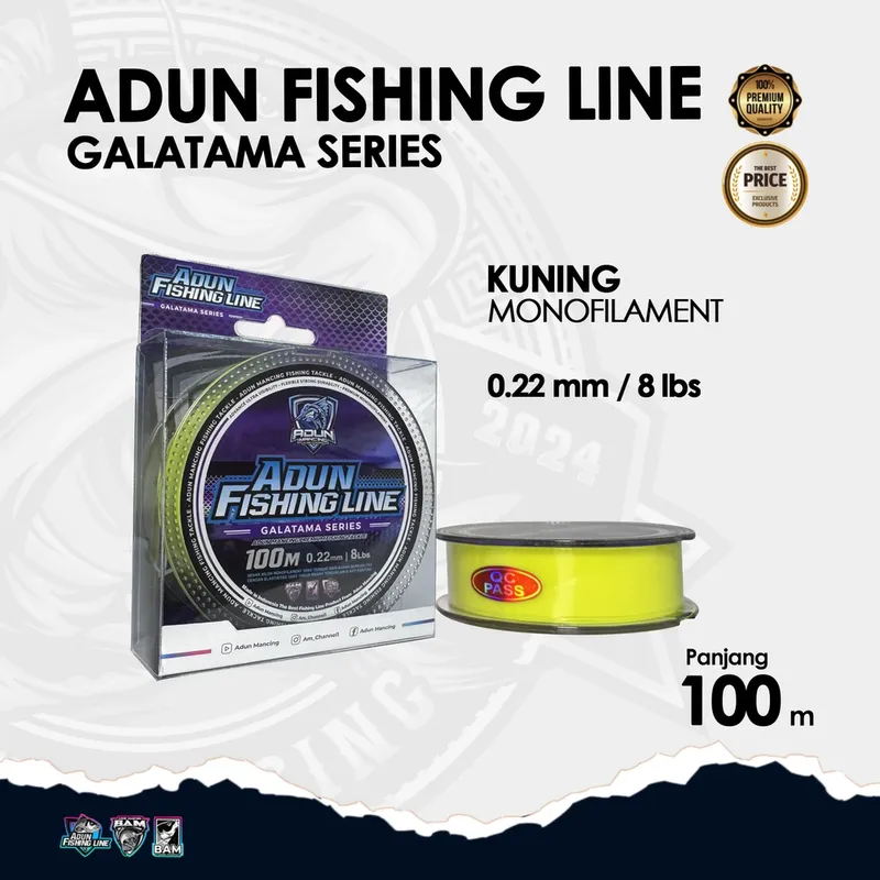 Adun Fishing Line Galatama Series 100m - 0,22 Kuning Stabilo