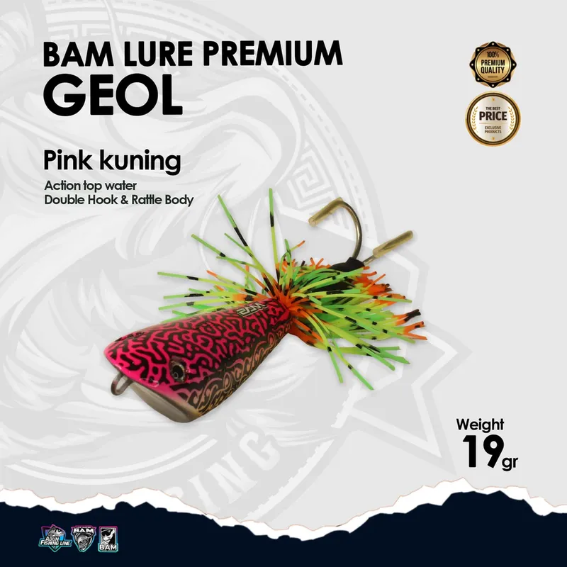 BAM Lure Premium Geol - Action Top Water - Pink Kuning