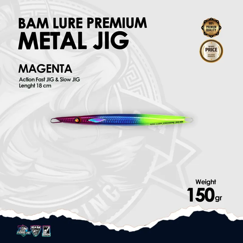 BAM Lure Premium Metal Jig - 150 gr Magenta