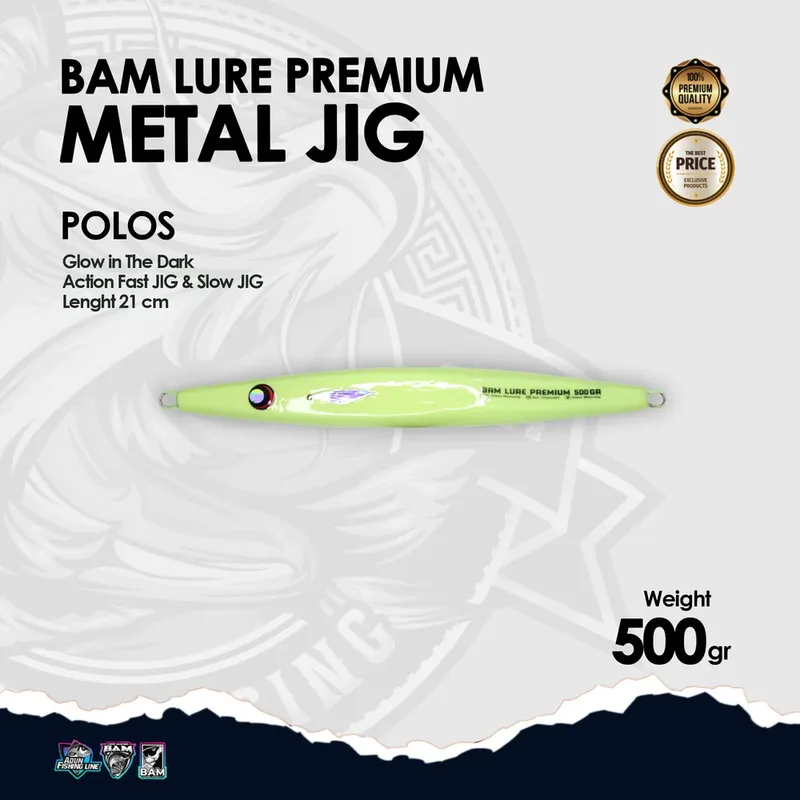 BAM Lure Premium Metal Jig Glow in the Dark (GID) - 500 gr Polos