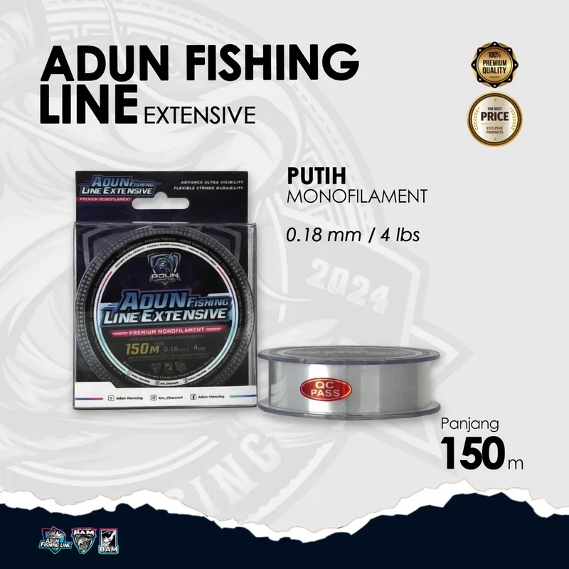 Adun Fishing Line Extensive 150m - Putih Bening 0,18 mm