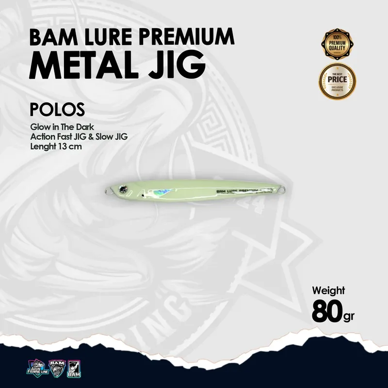BAM Lure Premium Metal Jig Glow in the Dark (GID) - 80 gr Polos