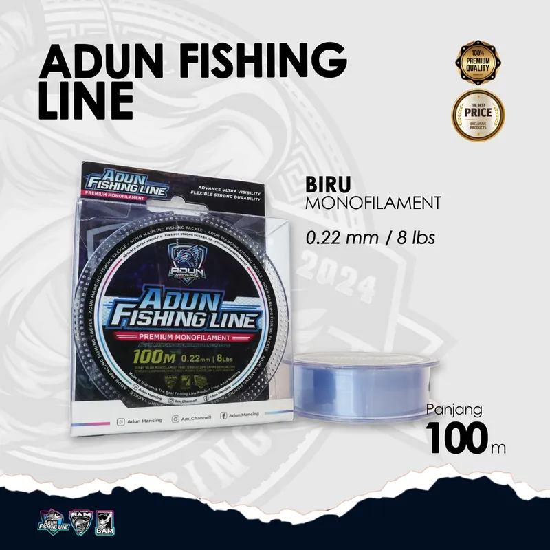 Adun Fishing Line 100m - Biru Bening 0,22 mm