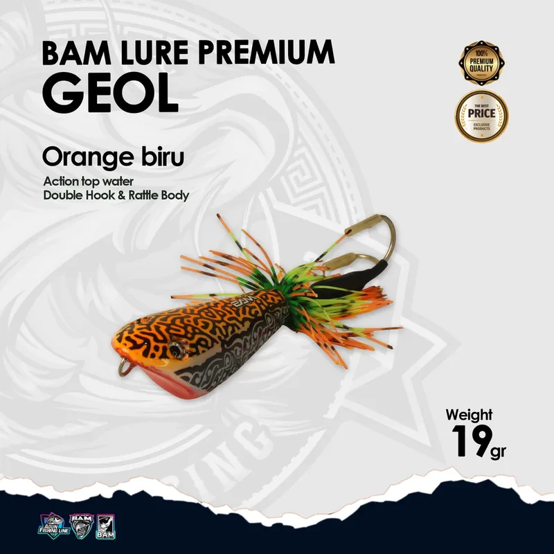 BAM Lure Premium Geol - Action Top Water - Orange Biru