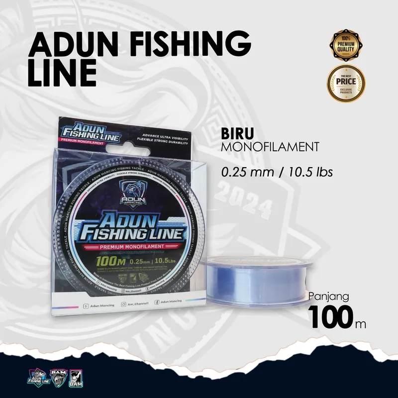 Adun Fishing Line 100m - Biru Bening 0,25 mm
