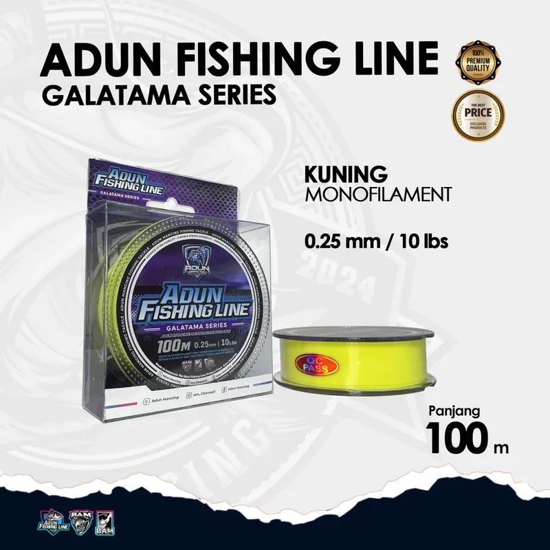Adun Fishing Line Galatama Series 100m - 0,25 Kuning Stabilo