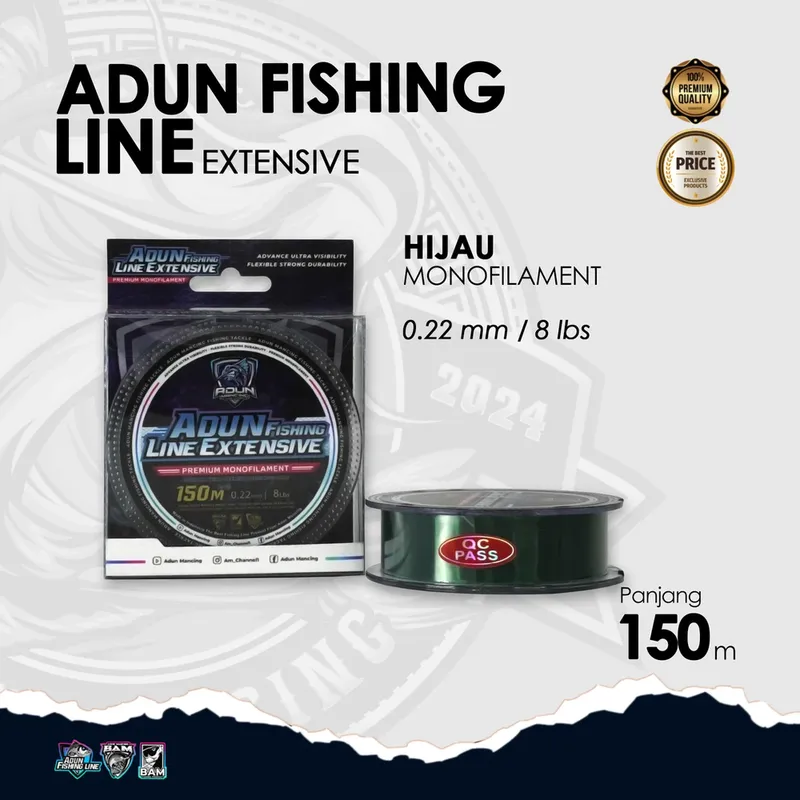Adun Fishing Line Extensive 150m - Hijau Bening 0,22 mm