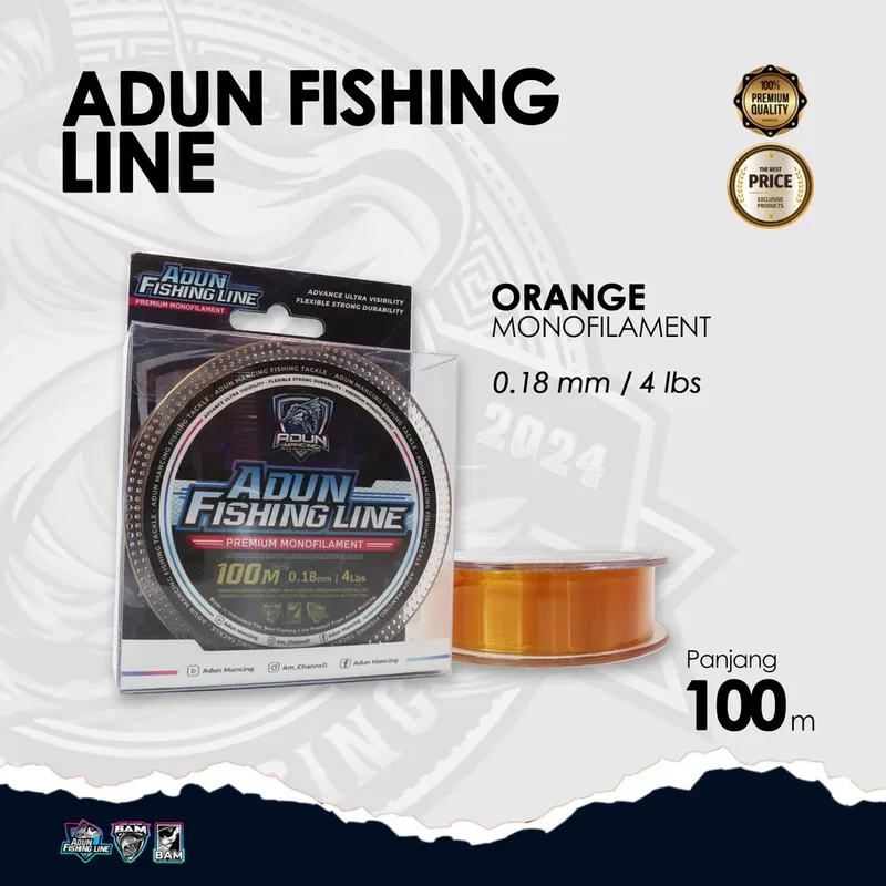 Adun Fishing Line 100m - Orange Bening 0,18 mm