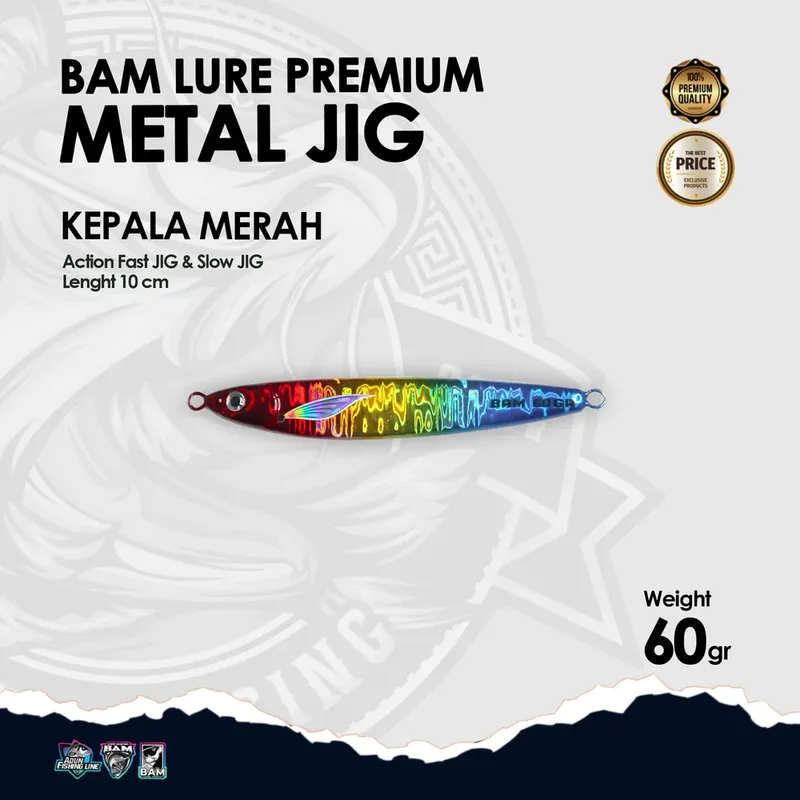 BAM Lure Premium Metal Jig - 60 gr Kepala Merah
