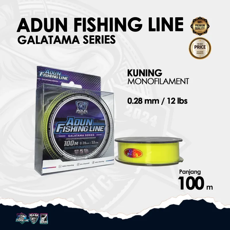 Adun Fishing Line Galatama Series 100m - 0,28 Kuning Stabilo