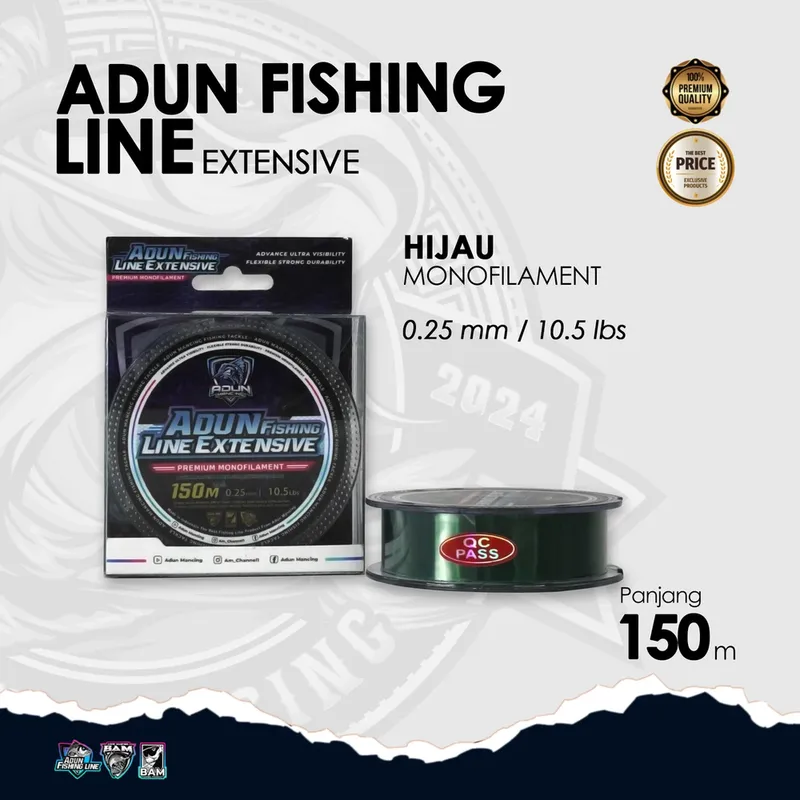 Adun Fishing Line Extensive 150m - Hijau Bening 0,25 mm