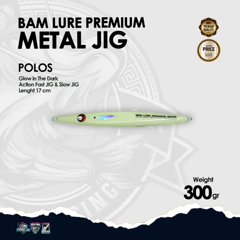 BAM Lure Premium Metal Jig Glow in the Dark (GID) - 300 gr Polos