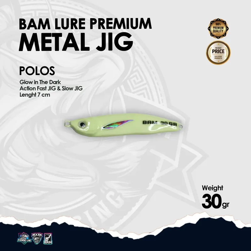 BAM Lure Premium Metal Jig Glow in the Dark (GID) - 30 gr Polos