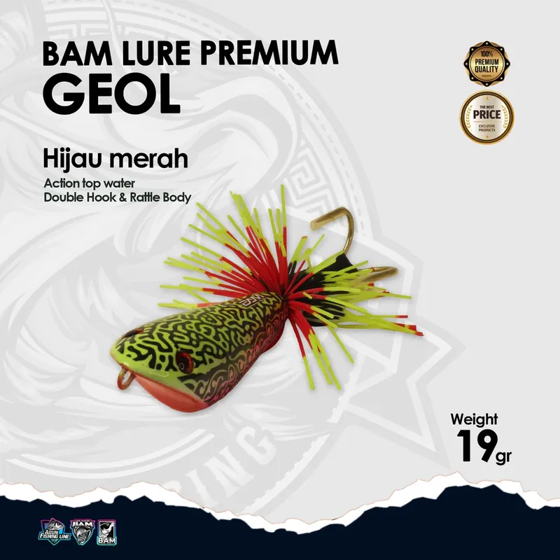 BAM Lure Premium Geol - Action Top Water - Hijau Merah