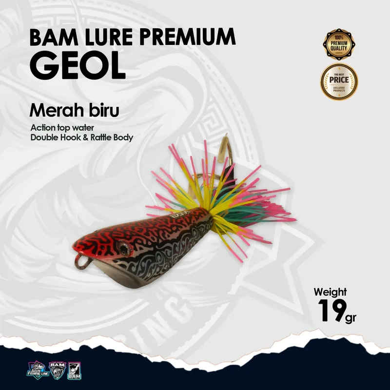 BAM Lure Premium Geol - Action Top Water - Merah Biru