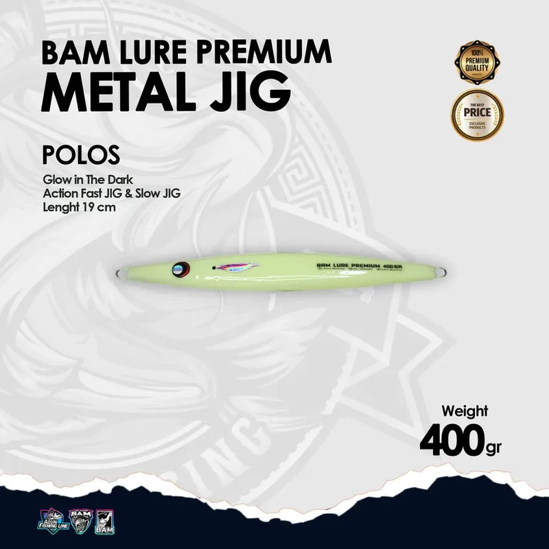 BAM Lure Premium Metal Jig Glow in the Dark (GID) - 400 gr Polos