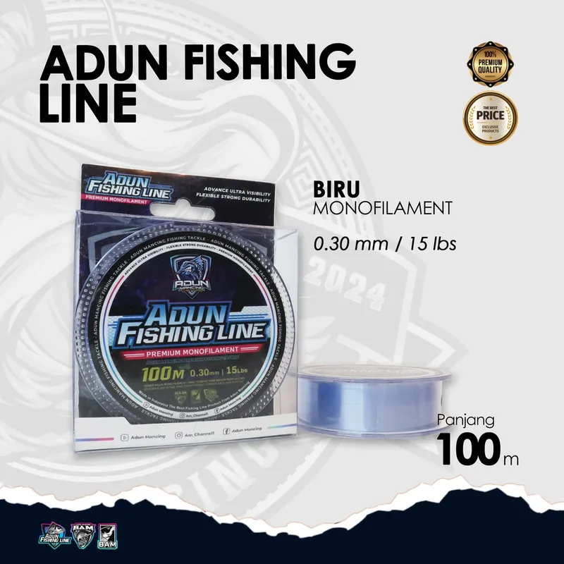Adun Fishing Line 100m - Biru Bening 0,30 mm
