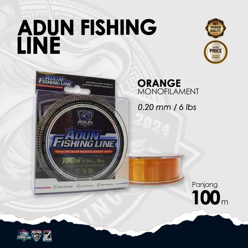 Adun Fishing Line 100m - Orange Bening 0,20 mm