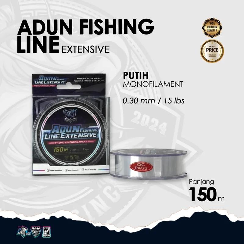 Adun Fishing Line Extensive 150m - Putih Bening 0,30 mm