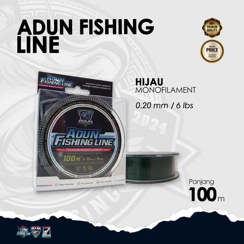 Adun Fishing Line 100m - Hijau Bening 0,20 mm